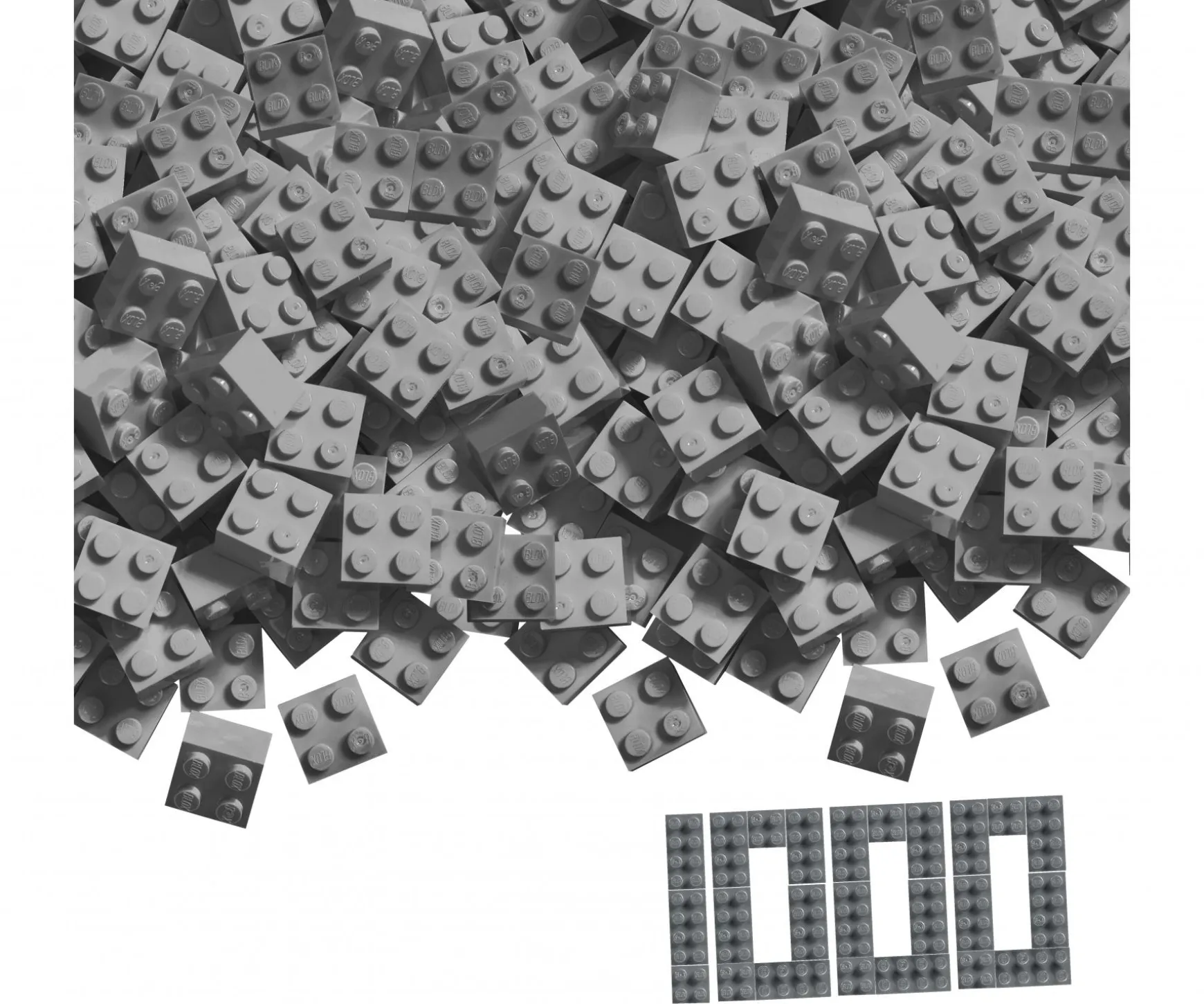 Blox - 1000 briques de 4 pièces grises - compatibles avec les briques de jeu connues