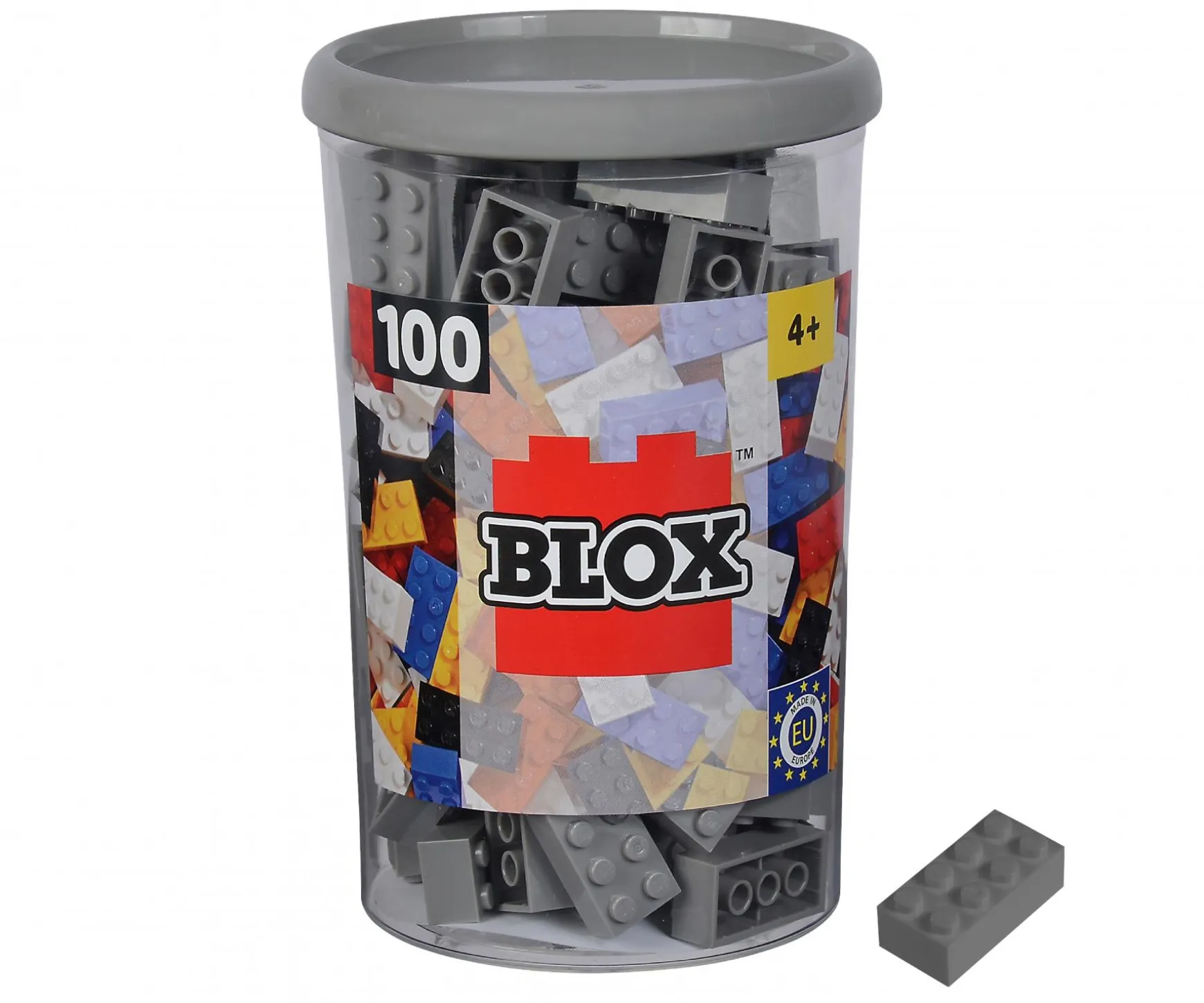 Blox - 100 briques de 8 pièces grises - compatibles avec les briques de jeu connues
