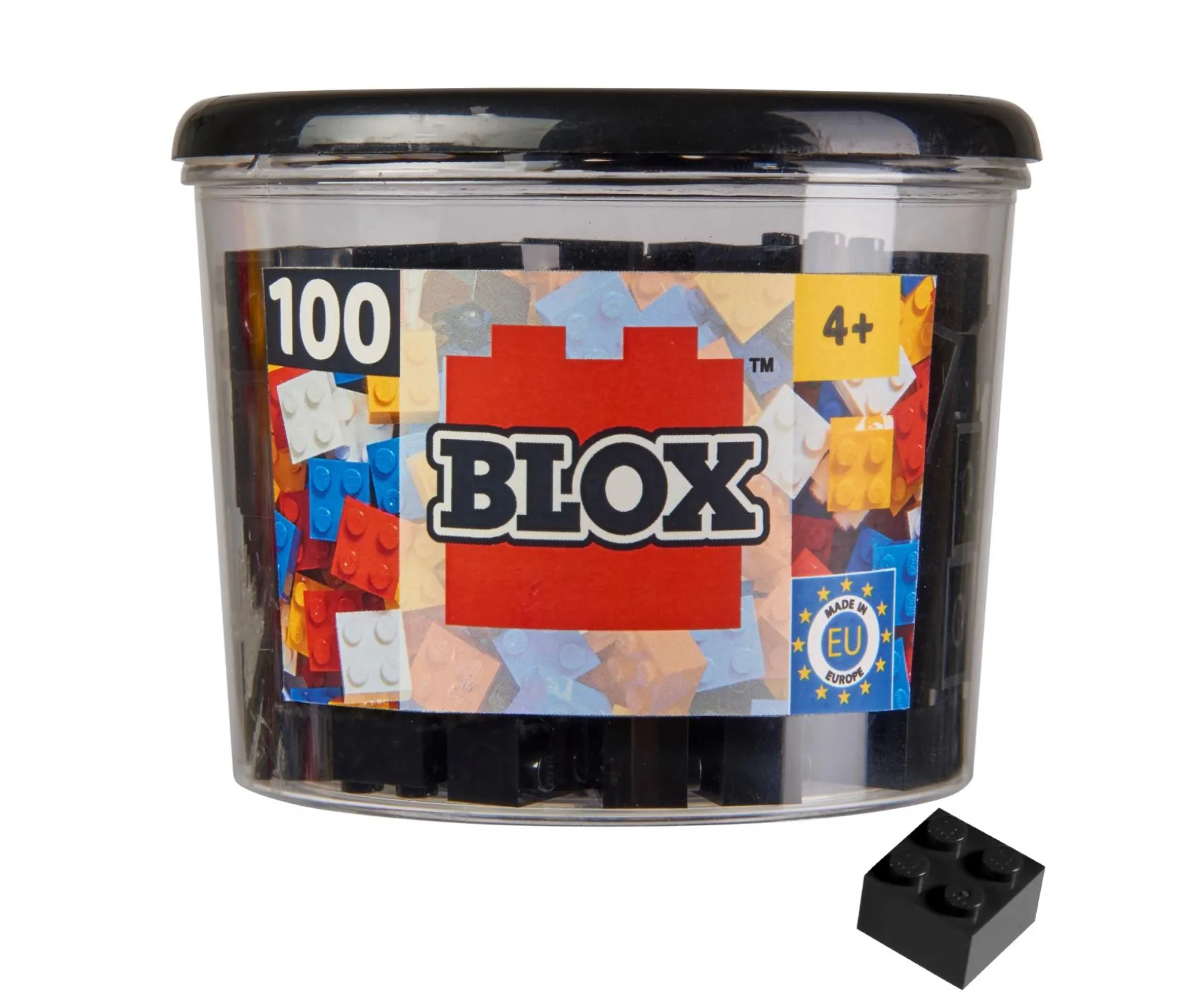 Blox - 100 briques de 4 pièces noires - compatibles avec les briques de jeu connues