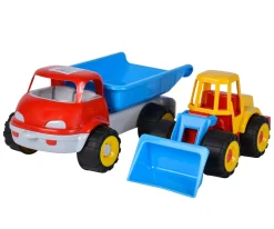 Camion benne + pelleteuse