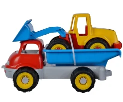 Camion benne + pelleteuse