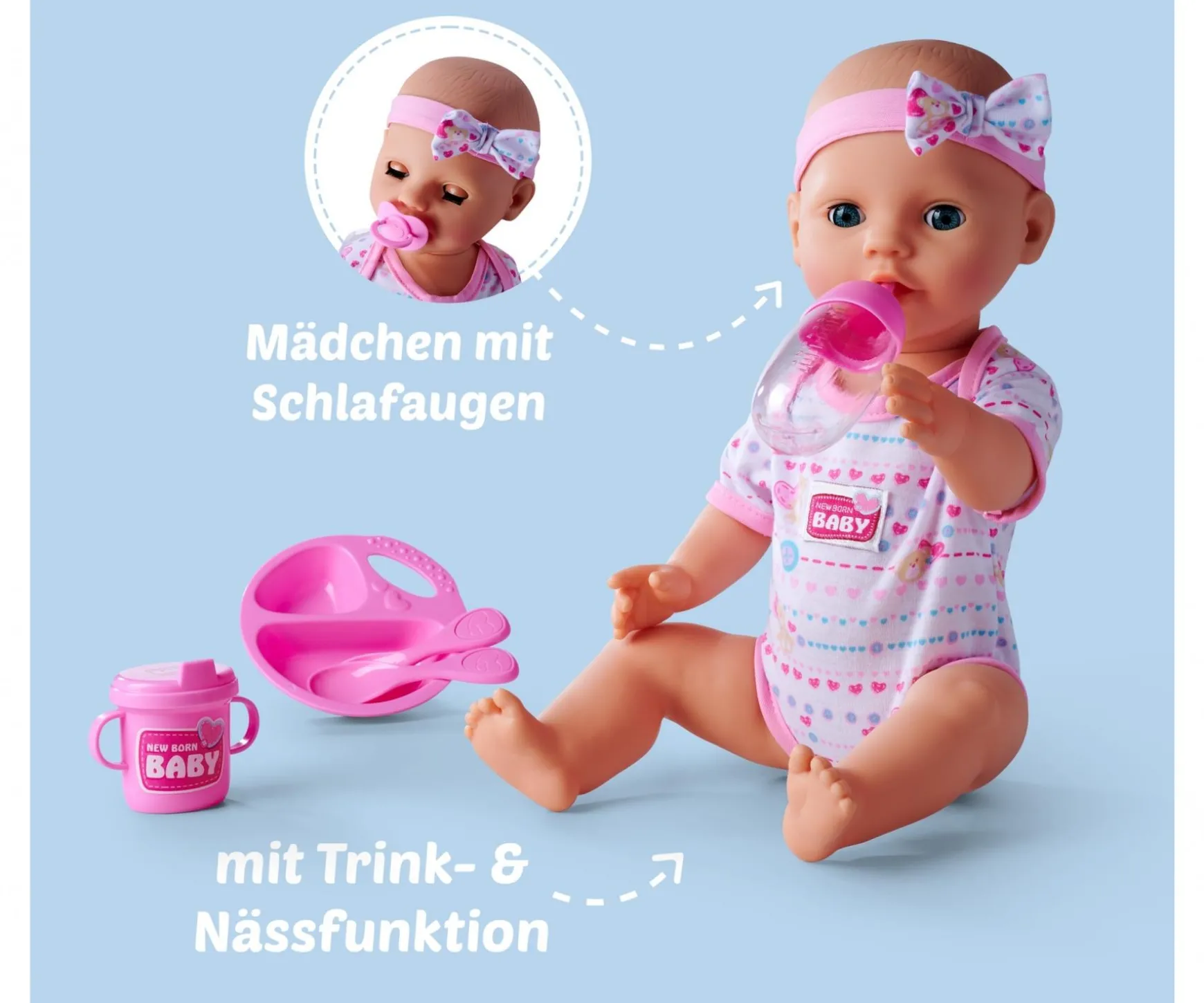 NBB - Poupee bébé, Accessoirs rose