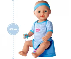 NEW BORN BABY POUPON BLEU 43CM BOIT FAIT PIPI
