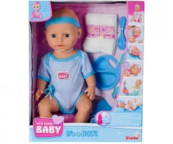 NEW BORN BABY POUPON BLEU 43CM BOIT FAIT PIPI
