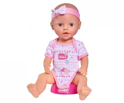 NEW BORN BABY POUPON ROSE 43CM BOIT FAIT PIPI